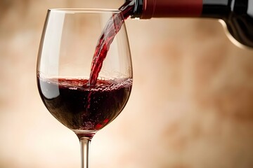 Pouring Red Wine into Elegant Glass, Closeup