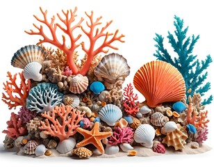 Obraz premium Seashells and Coral Reef Arrangement