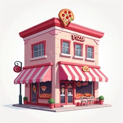Cartoon Pizza Shop Building