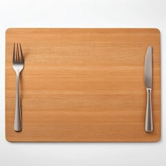Wooden Placemat with Fork and Knife