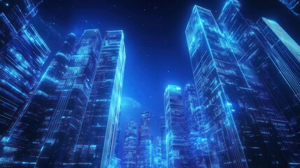 Obraz premium Futuristic city skyline at night (2)