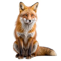 Fototapeta premium Red Fox Sitting Isolated on White Background