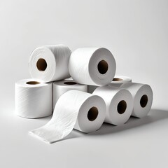 Stack of Toilet Paper Rolls on White Background