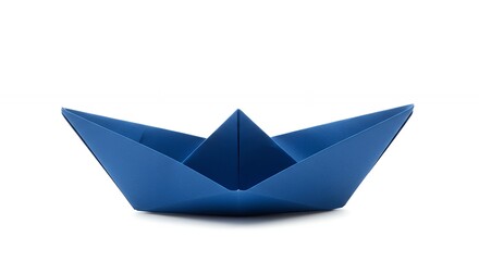 Blue Origami Paper Boat  Handmade Craft  Folded Paper Ship