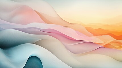 Abstract Waves of Colorful Curves in Soft Pastel Tones