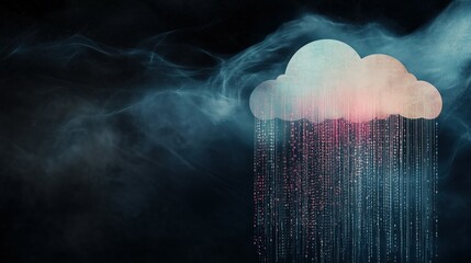 Artistic Cloud with Rainfall in Abstract Dark Background