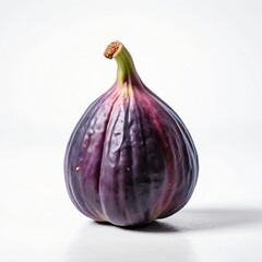 Single Fresh Purple Fig on White Background