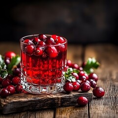 Cranberry Juice Drink Glass Festive Red Berries