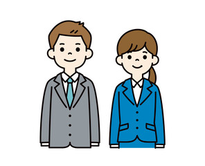 Fototapeta premium 若い男女の会社員のシンプルなベクターイラスト素材＿カラー
