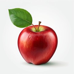 Red Apple with Leaf
