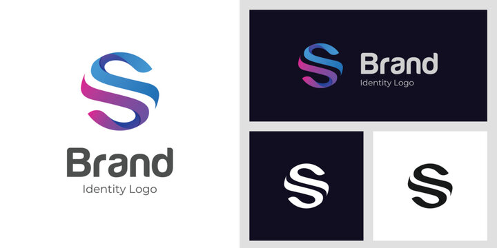 abstract letter S circle connection logo icon design gradient style with flat idea for brand tech logo, identity company vector logo template