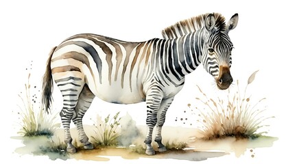Obraz premium Watercolor Zebra in Savanna