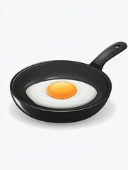 Clipart illustration frying pan egg breakfast item kitchen utensil overhead view ink drawing black skillet white background sunny side digital painting food art flat lay morning printable sticker