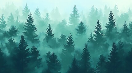 Obraz premium Misty Mountain Pine Forest
