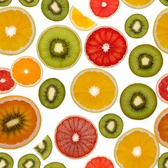 Fototapeta premium Colorful Fruit Slices Pattern