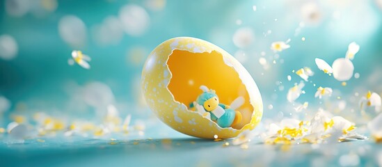 Whimsical Easter: Tiny Creature in a Broken Egg Shell