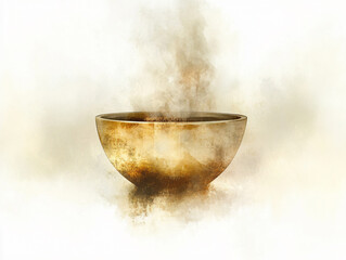 Clipart illustration steaming coffee cup gentle watercolor art brown ceramic mug vapor rising morning drink calm beverage warm liquid peaceful minimal background warm tone cozy morning aesthetic java