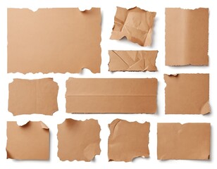 Collection of Torn Brown Paper Pieces