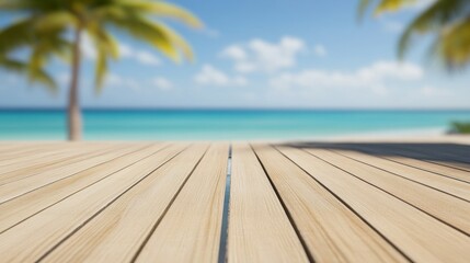 Fototapeta premium Wooden pier extending into calm waters, bathed in natural light, evoking tranquility and timeless serenity. 