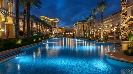 Venetian Resort Las Vegas Night Poolside Luxury