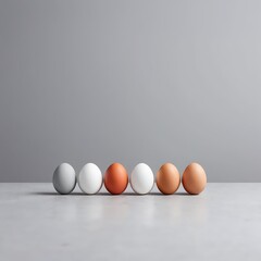 Six Eggs in a Row, Minimalist Color Palette