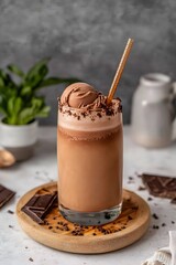 Delicious Chocolate Ice Cream Float in Glass