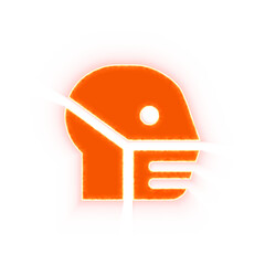 Red icon head side mask with iridescent fire stripe. Sharp alpha channel border.