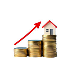 Stacks of gold coins arranged in ascending order, each stack labeled with financial symbols Stacks of gold coins arranged in ascending order, each stack labeled with financial symbols