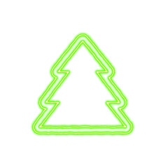 Icon tree large from the flow of energy of green color. Shimmering neon