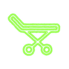 Icon stretcher from the flow of energy of green color. Shimmering neon