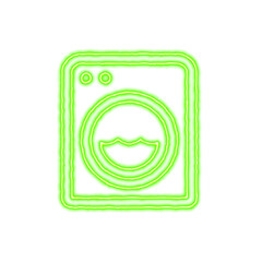 Icon washer from the flow of energy of green color. Shimmering neon