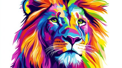 Colorful Lion Illustration with Ample Copy Space