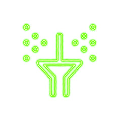 Icon sprinkler from the flow of energy of green color. Shimmering neon