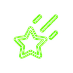 Icon star shooting from the flow of energy of green color. Shimmering neon