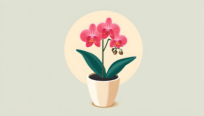 Exotic Orchids in a Pot Icon: Stylized icon depicting an exotic orchid in a modern minimalist pot.