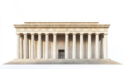 Lincoln Memorial with Columns on White Background