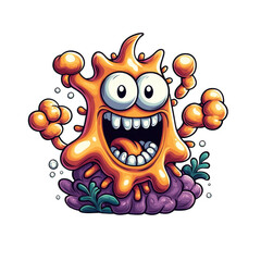 Fototapeta premium Playful cartoon creature underwater scene digital art colorful environment close-up view fun concepts for kids on transparent background