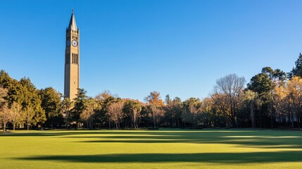 Obraz premium Iconic Clock Tower at College Quad in Vibrant Colors