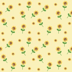 seamless pattern with yellow sunflowers