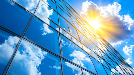 Captivating architectural design of a building with sunlight streaming through expansive highlighting dynamic alignment and structure.