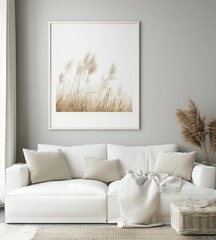 Beige pampas grass in a minimalist living room.