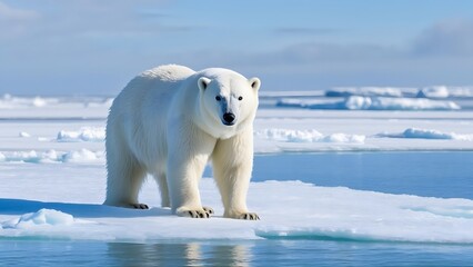 Polar bear walking in the snow
