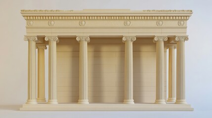 Lincoln Memorial with Columns on White Background