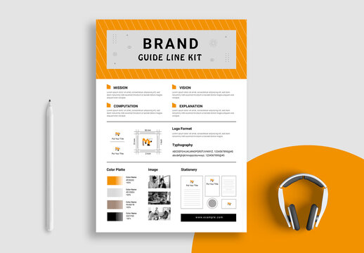 Brand Guideline Kit Layout With Orange Accent