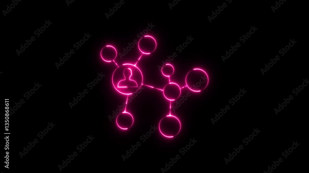 Poster people network icon animation. digital networking interface connection system animation. avatars or 