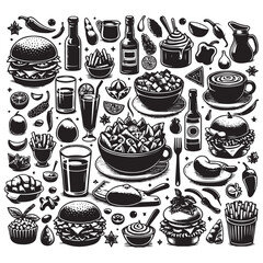 Restaurant food vector silhouette