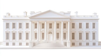 Fototapeta premium White House in Vibrant Color on Isolated Background