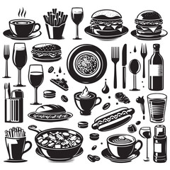 Restaurant food vector silhouette
