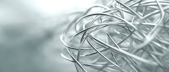 Abstract Close-Up of Entangled Metallic Wires in Soft Focus Background