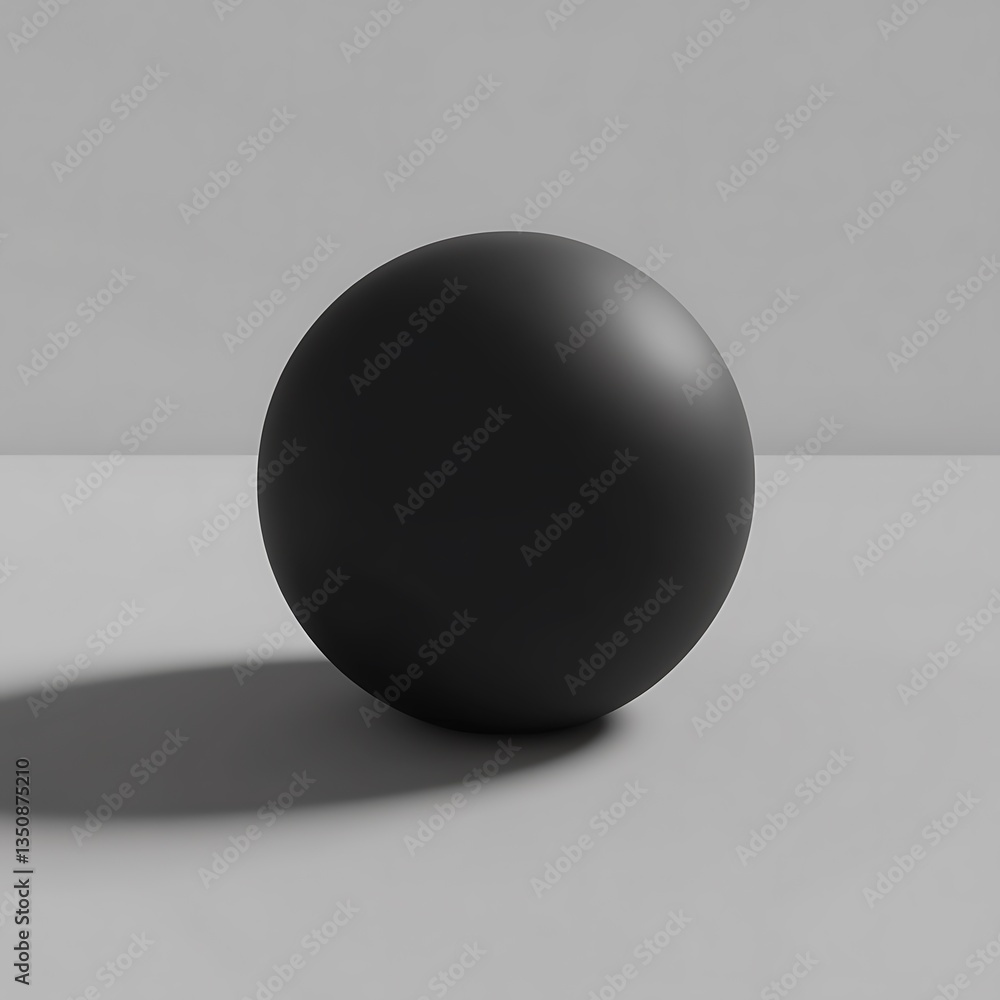 Poster a black sphere object displayed against a simple neutral background